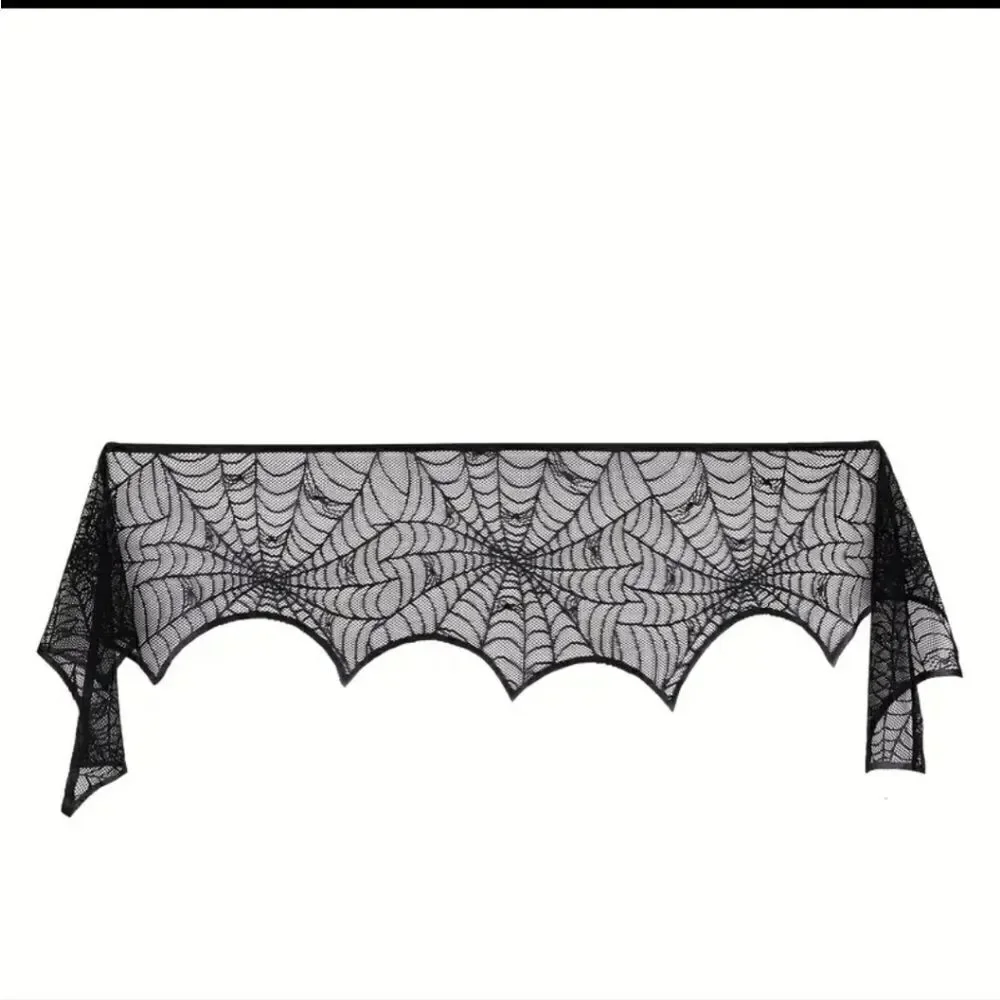 New Lace Spiderweb scalloped Halloween Mantel or over door decor